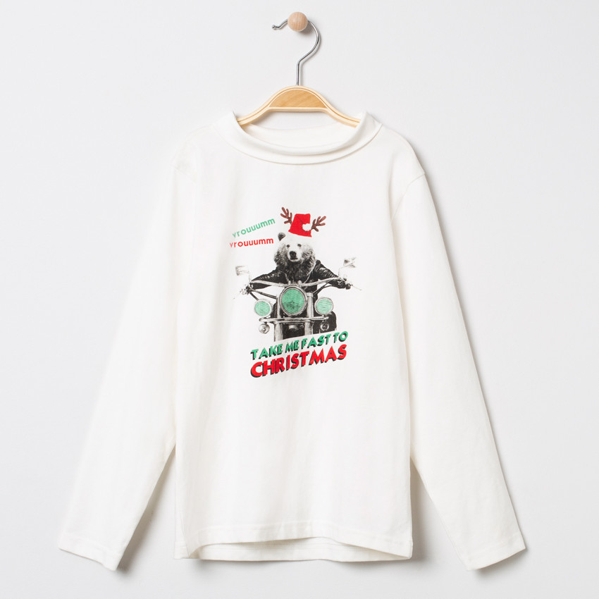 Μπλουζάκι Γιακάς cheminée με οργανικό βαμβάκι σχέδιο σε στυλ Χριστούγεννα 