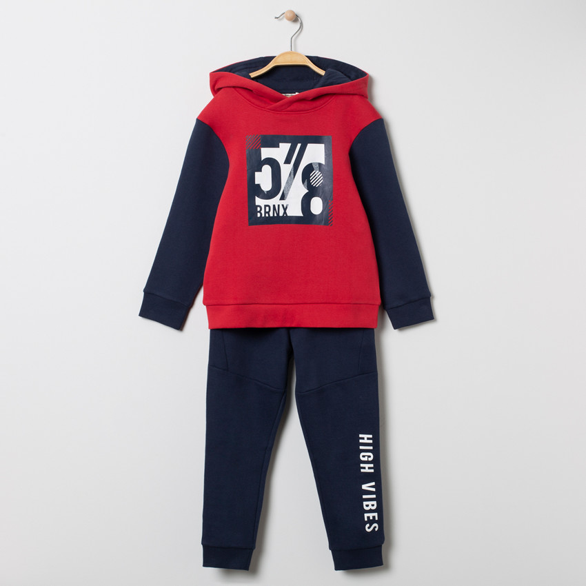 Jogging bicolore en molleton à chiffres printés 