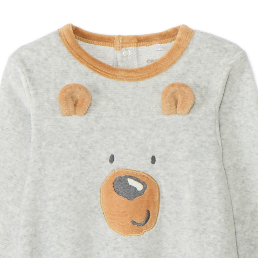 Πιτζάμα βελουτέ με φαντεζί σχέδιο για μωρό αγόρι 