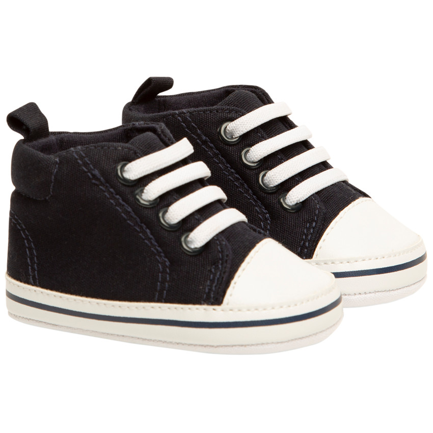 Αθλητικά παπούτσια ψηλά με κορδόνια από ύφασμα για bebe αγόρι 