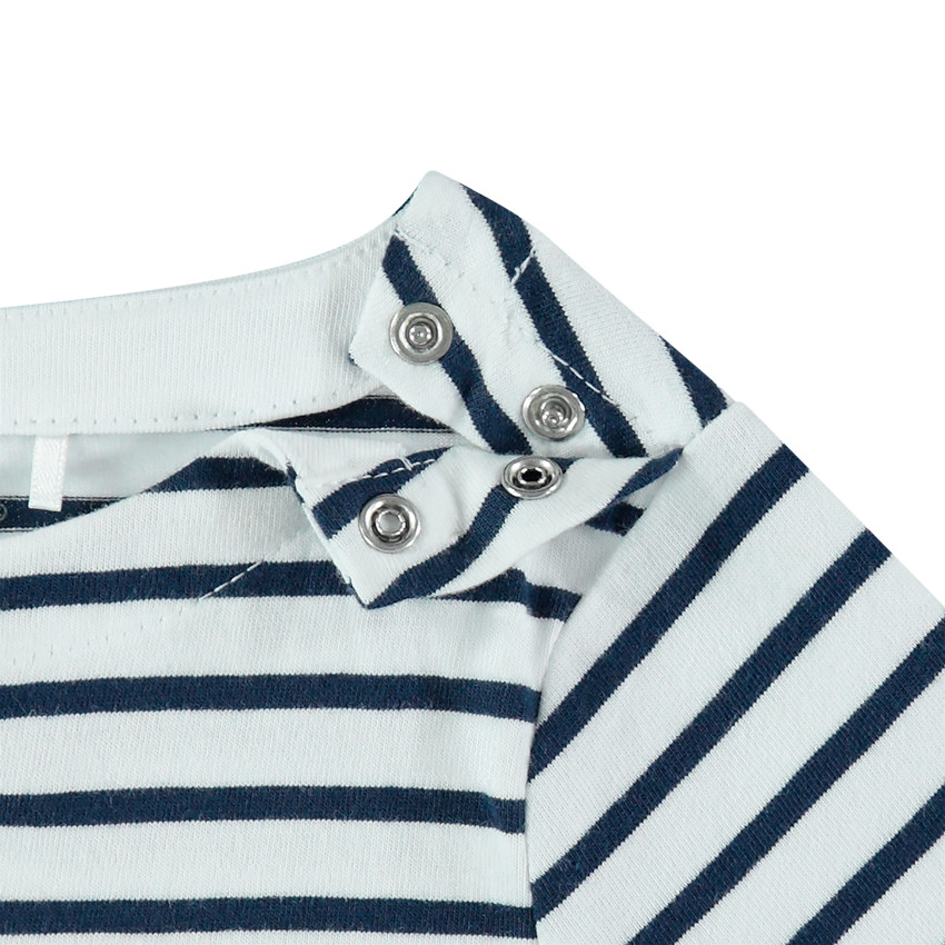 Marinière en coton bio à broderie crocodile 