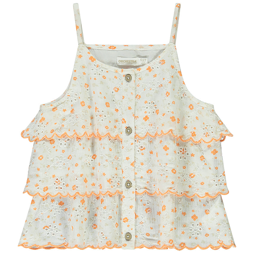Top volanté en broderie anglaise imprimé fleuri pour fille  Additional Top volanté en broderie anglaise imprimé fleuri pour fille