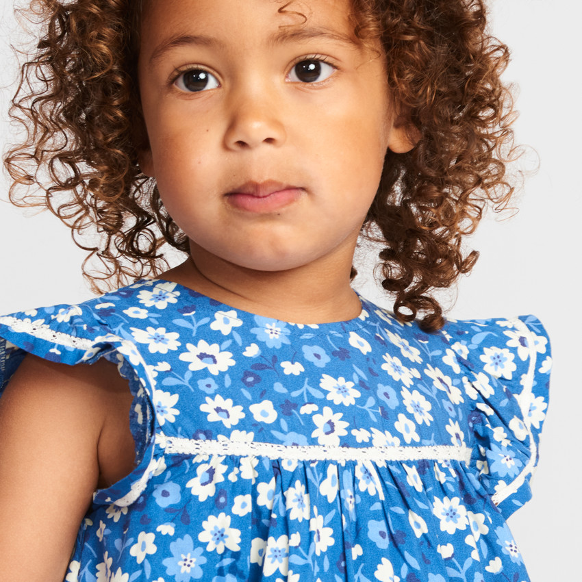 Φόρεμα κοντομάνικο λουλουδάτο για bebe κορίτσι 