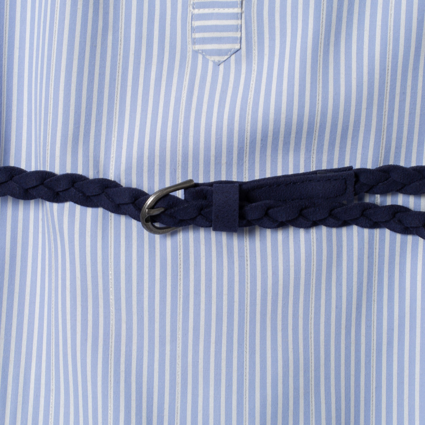 Φόρεμα πουκάμισο μακρυμάνικο ριγέ με ζώνη 