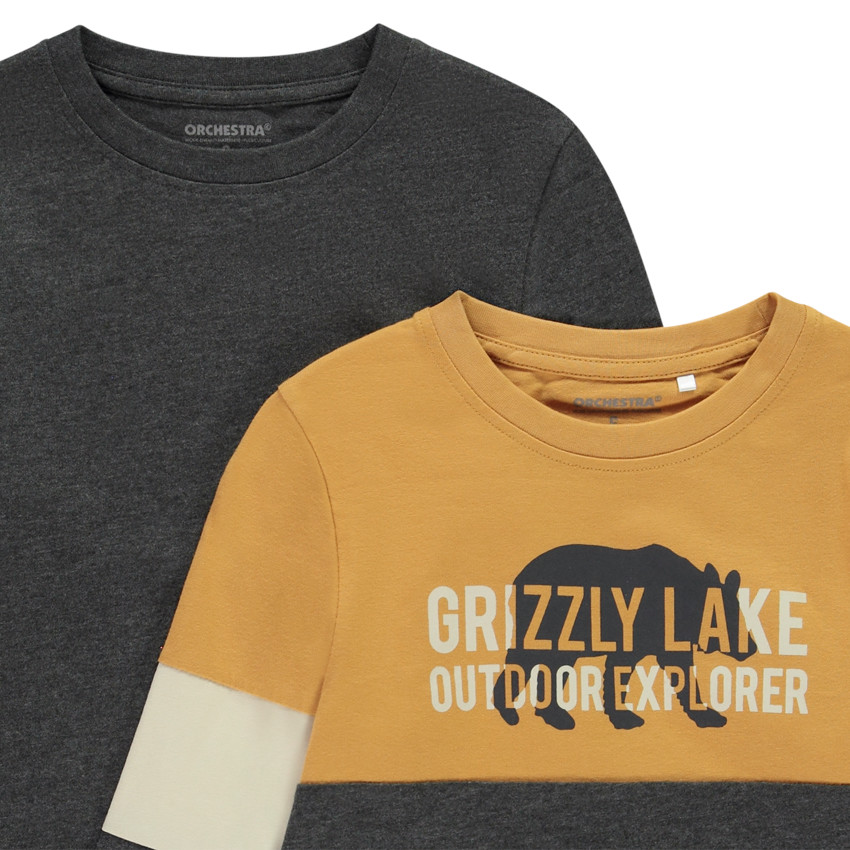 Σετ 2 μπλούζων μακρυμάνικων με εφέ color block για αγόρι 