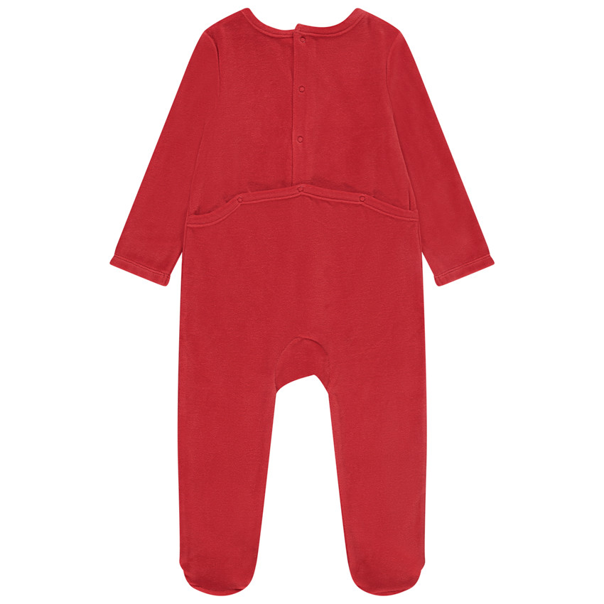 Φορμάκι βελουτέ με κεντημένο patch ελάφι για μωρό με διαφορετικά ανοίγματα ανάλογα με την ηλικία 