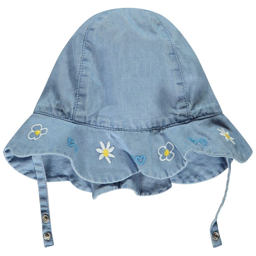 Charlotte en chambray brodé et festonné pour bébé fille 