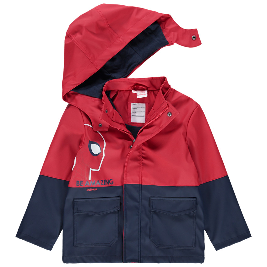Δίχρωμο αντιανεμικό μπουφάν με στάμπα Spiderman 