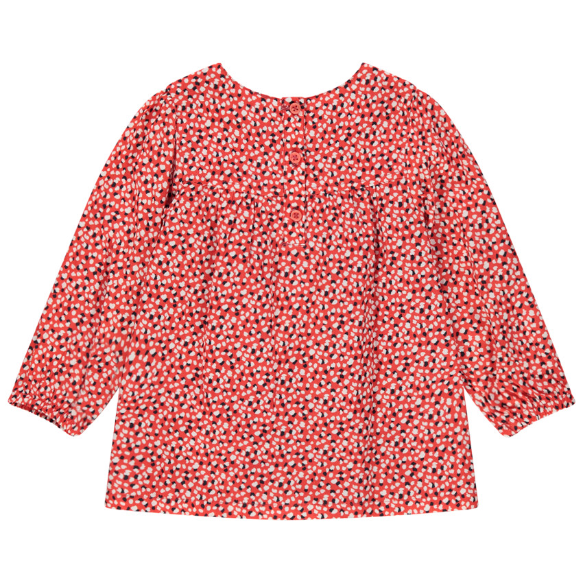 Tunique manches longues à pois all-over et élastique 