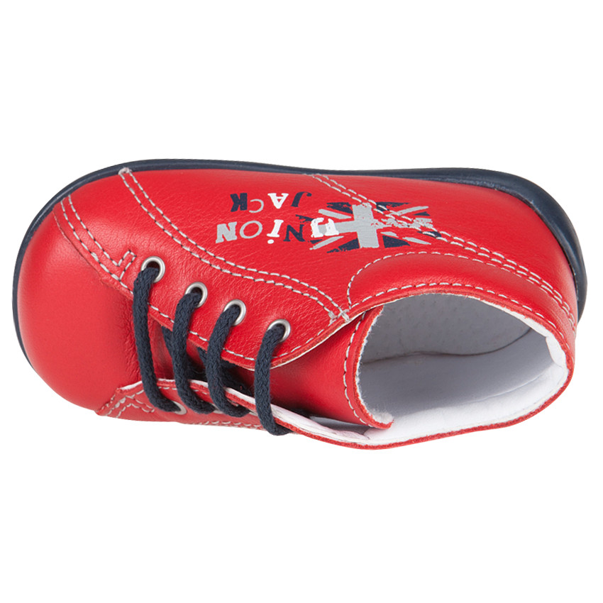 Δερμάτινα μποτάκια με κορδόνια και τυπωμένη φράση 