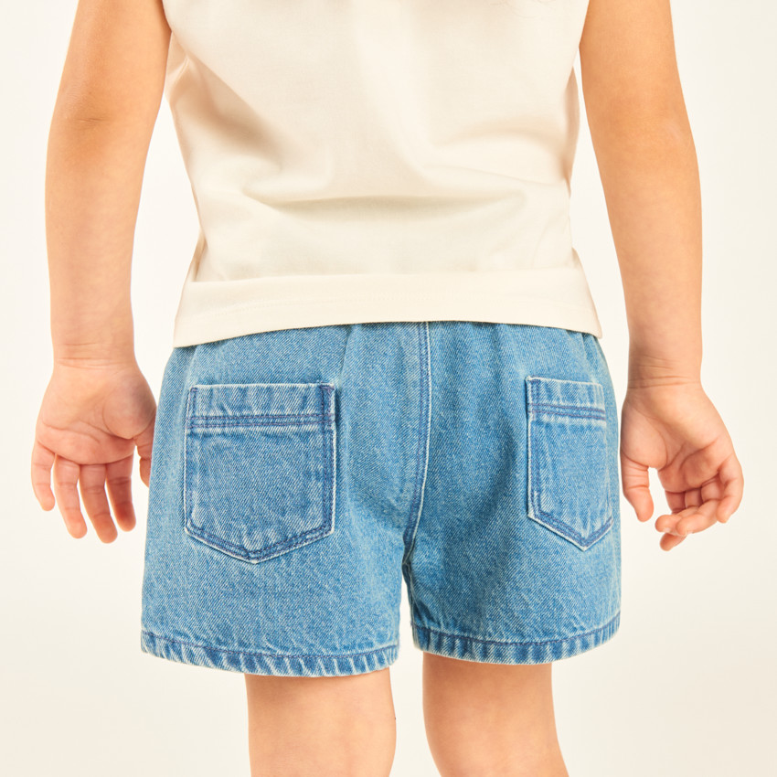 Short en jean avec broderie fleurs pour bébé fille 