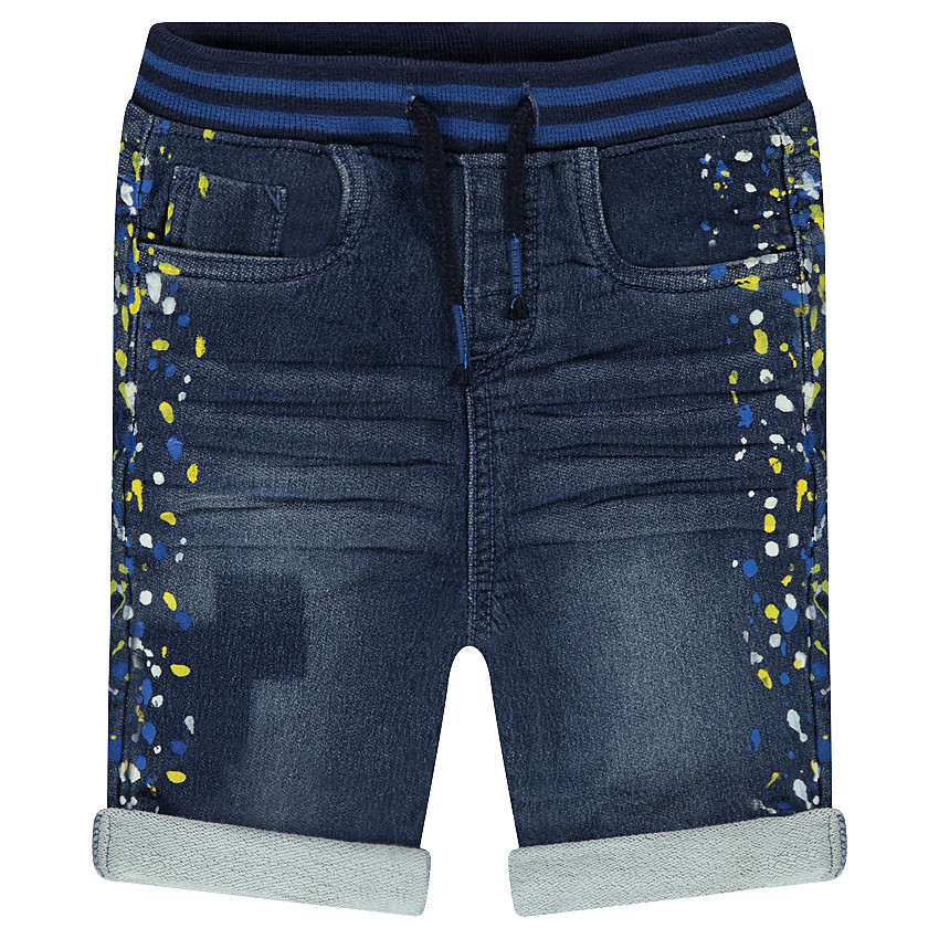 Βερμούδα με όψη ντένιμ και στάμπα πιτσιλιές μπογιάς 