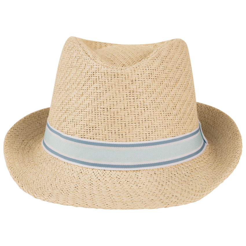 Καπέλο Borsalino πλεκτό με δίχρωμο γαζί για μωρό αγόρι 