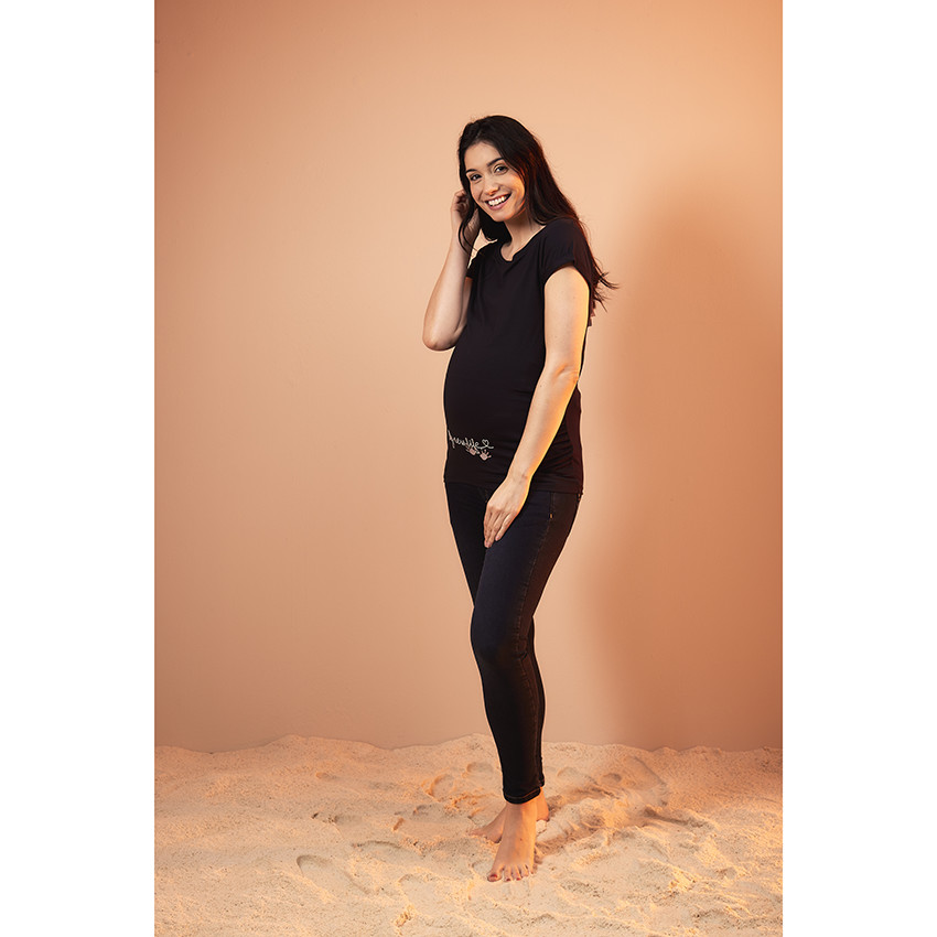 Μπλουζάκι εγκυμοσύνης κοντομάνικο με print μήνυμα 