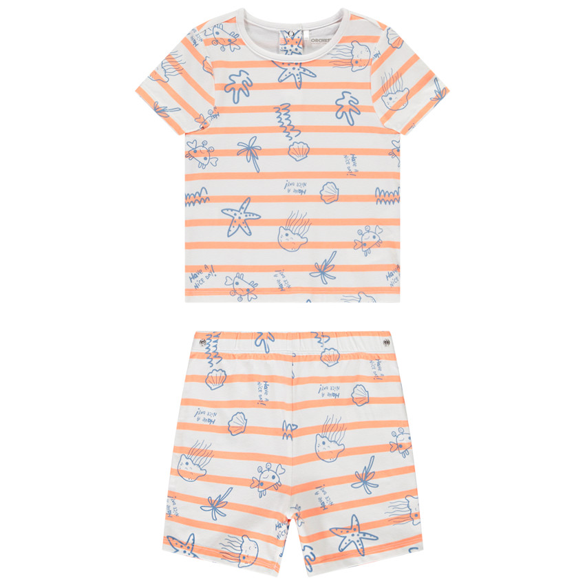Σετ κοντής πιτζάμας με ρίγες και θαλάσσιο σχέδιο για μωρό αγόρι 