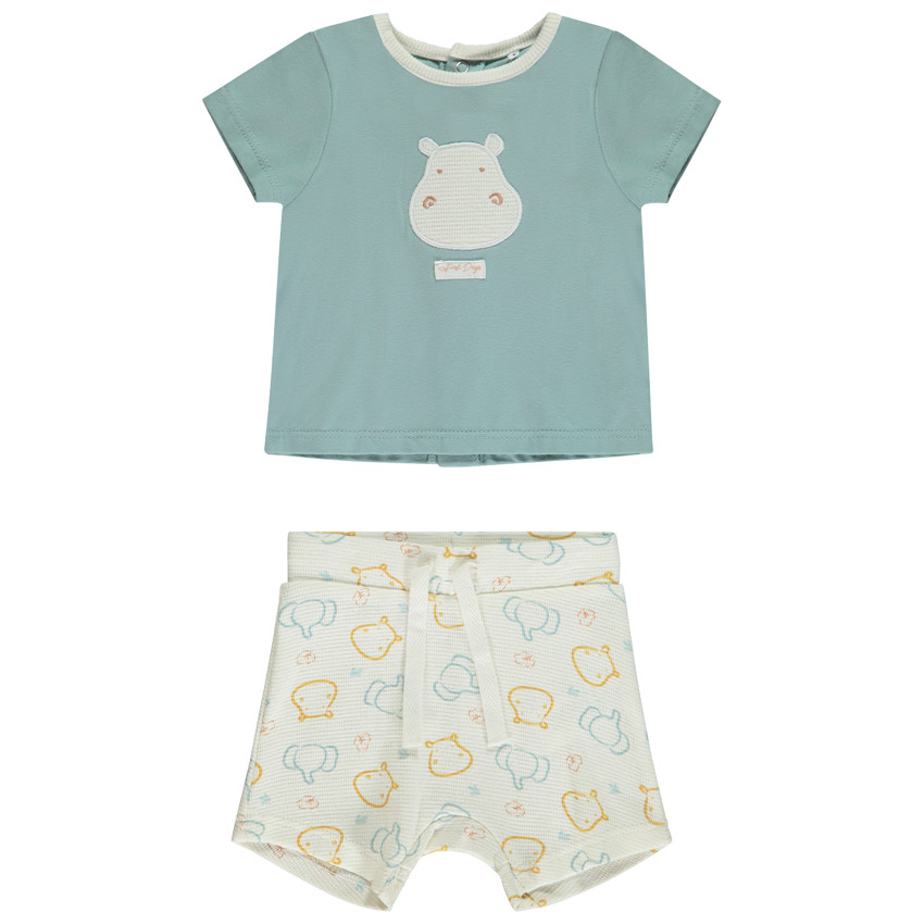 Σέτ 2 τμχ. με σχέδιο ιπποπόταμου για μωρό αγόρι 