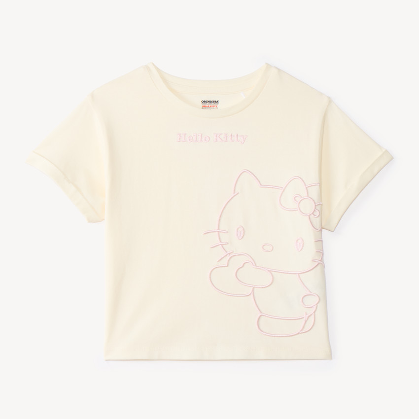 T-shirt oversized à manches courtes pour fille avec broderie Hello Kitty. 