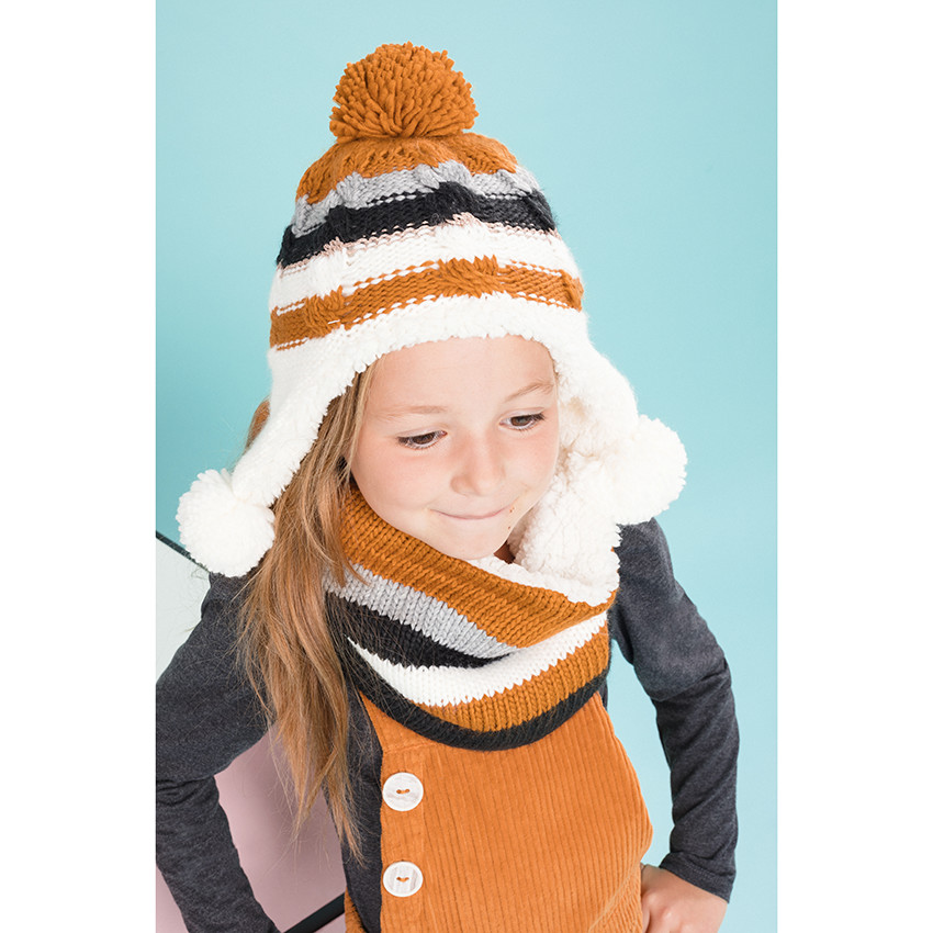 Ensemble bonnet et snood en tricot doublés sherpa 