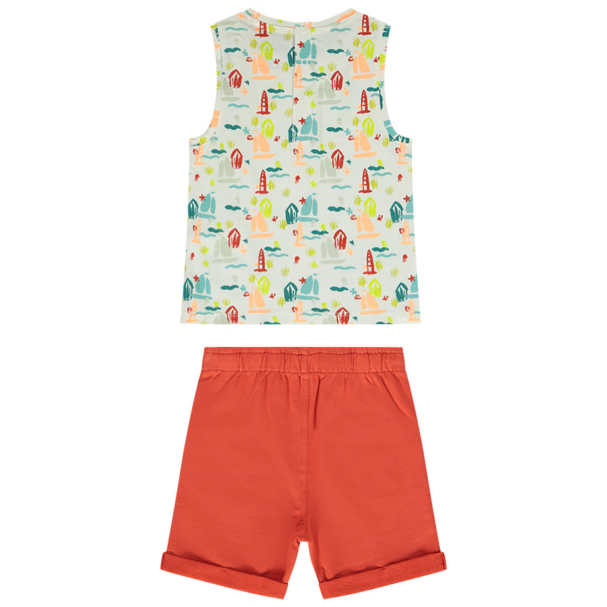 Ensemble de plage débardeur imprimé + bermuda pour bébé garçon 