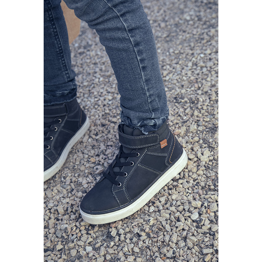 Μποτάκια μπλε με κορδόνια και σκρατς για αγόρι 