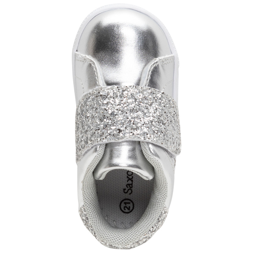 Χαμηλά ασημί αθλητικά παπούτσια με μεταλλιζέ φάσες 