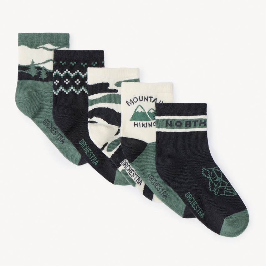 Lot de 5 paires de chaussettes motifs montagne pour garçon 