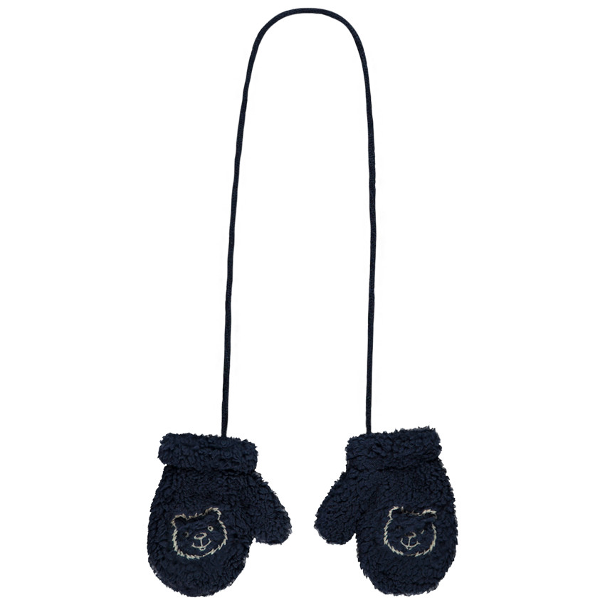 Γάντια σε sherpa κέντημα αρκουδάκι για bebe αγόρι 