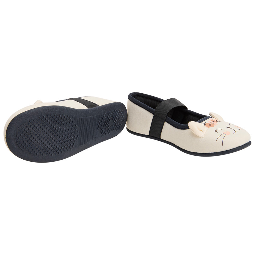 Chaussons Babies écru avec oreilles de chat pour bébé fille 