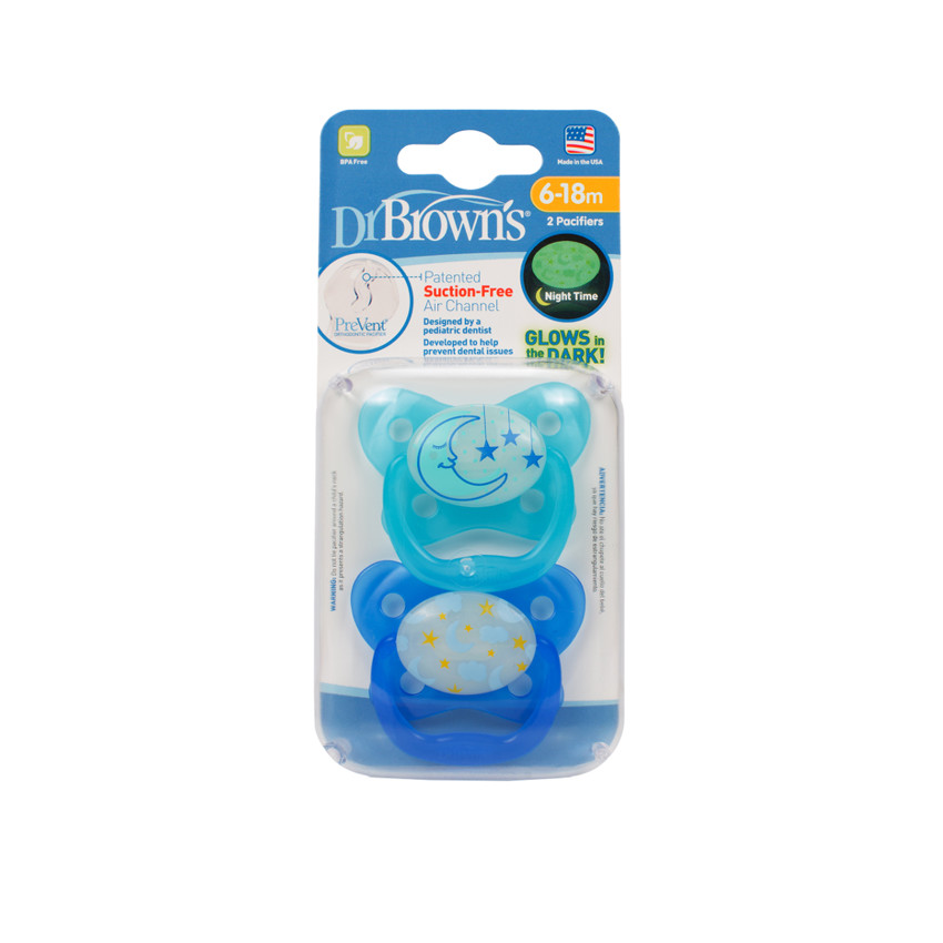 Πιπίλα νυχτός επίπεδο 2, 6-18 μηνών σε δύο χρώματα (2 τεμ.) 