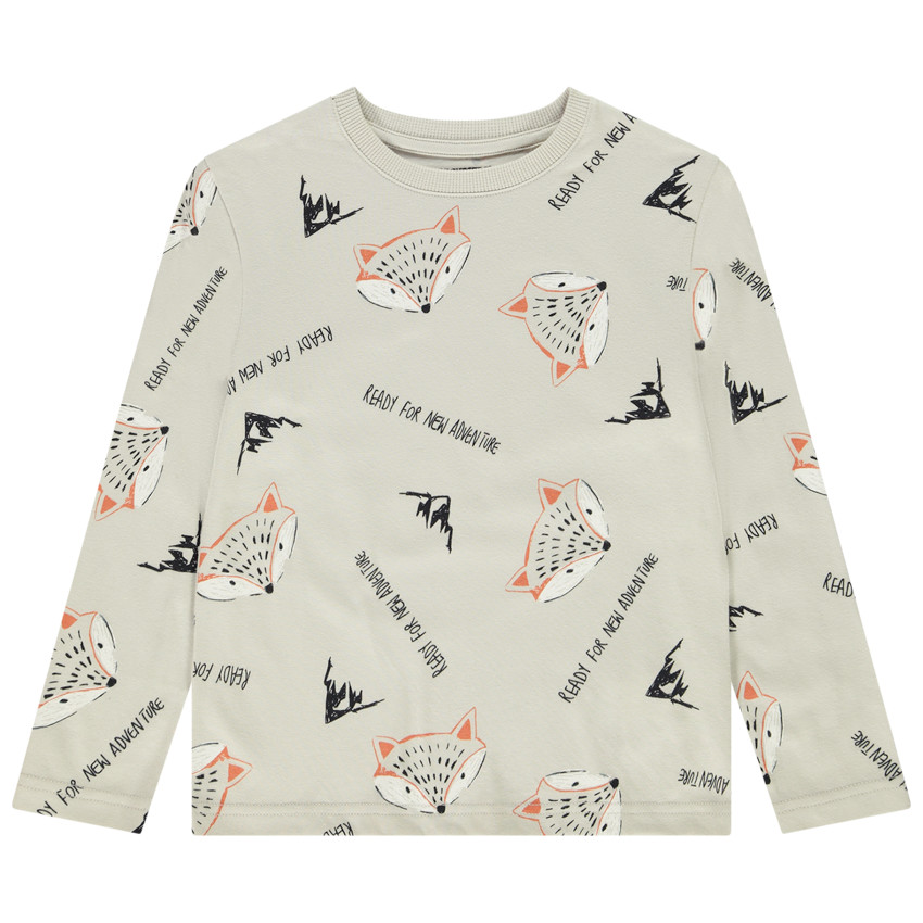 T-shirt manches longues en jersey imprimé renards pour garçon Main T-shirt manches longues en jersey imprimé renards pour garçon
