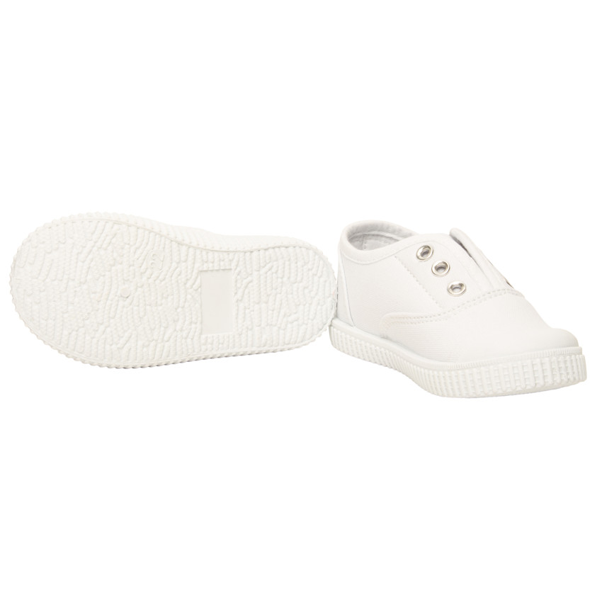 Tennis basses blanches avec languette élastiquée mixtes 