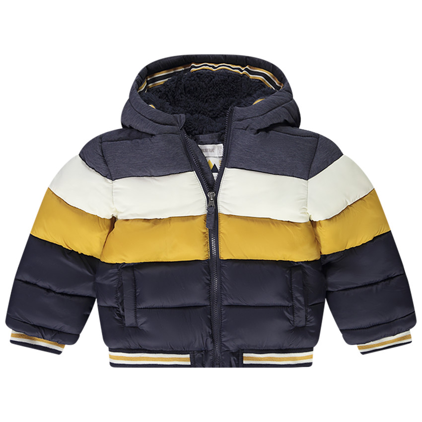 "Μπουφάν με εφέ color block και επένδυση από sherpa για μωρό αγόρι" 