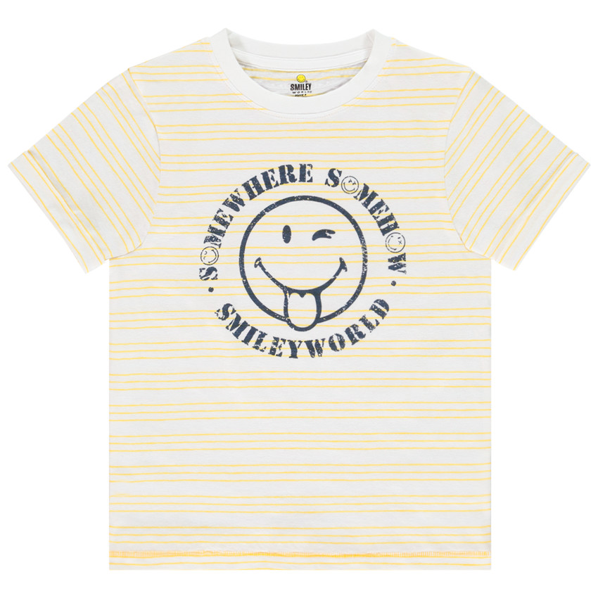 T-shirt manches courtes à rayures print SmileyWorld pour garçon Main T-shirt manches courtes à rayures print SmileyWorld pour garçon