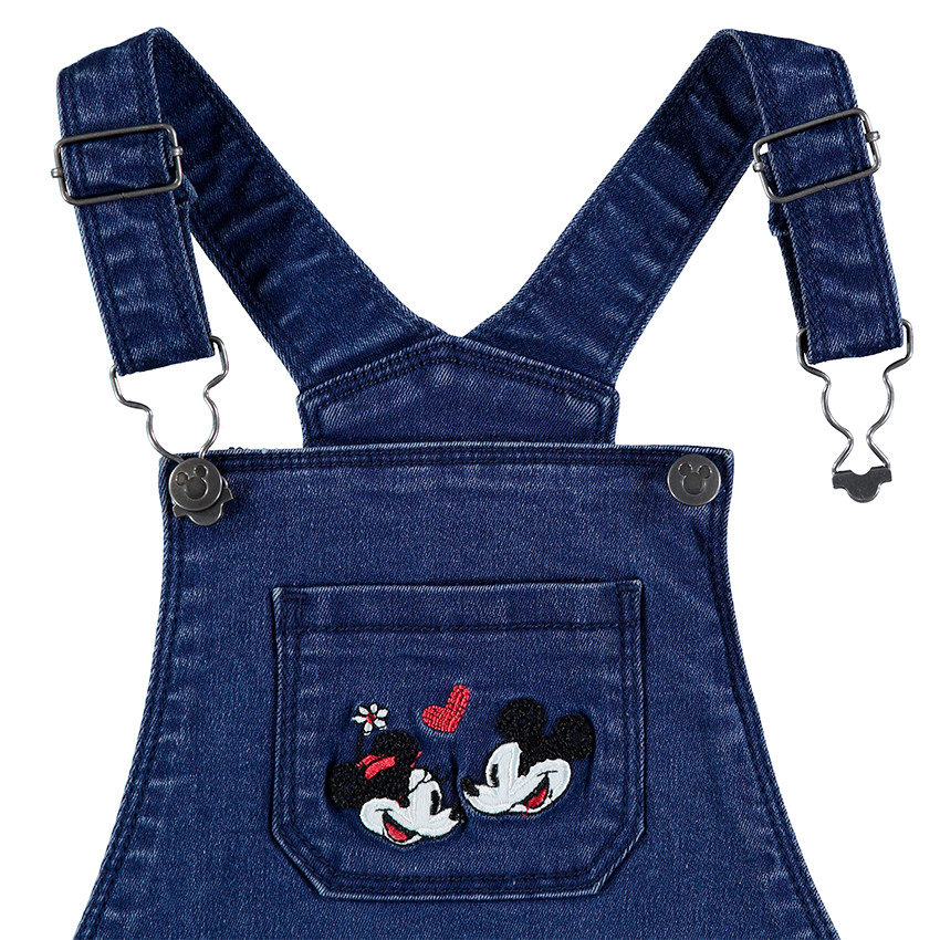 Τζιν φόρεμα-σαλοπέτα με used όψη και κέντημα τη Μίνι και τον Μίκυ της ©Disney 