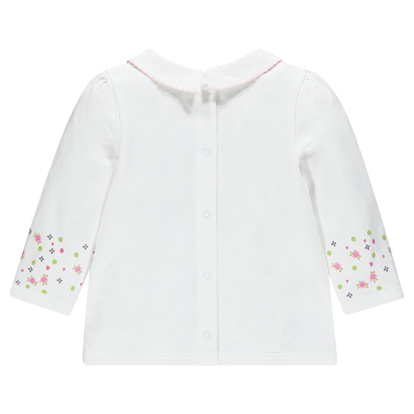 Tee-shirt manches longues avec col Claudine et broderies 