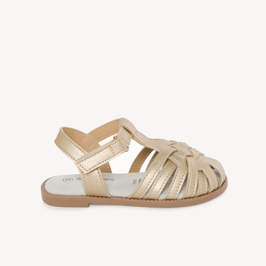 Σανδάλια από χρυσό πλεκτό δέρμα για κορίτσι 