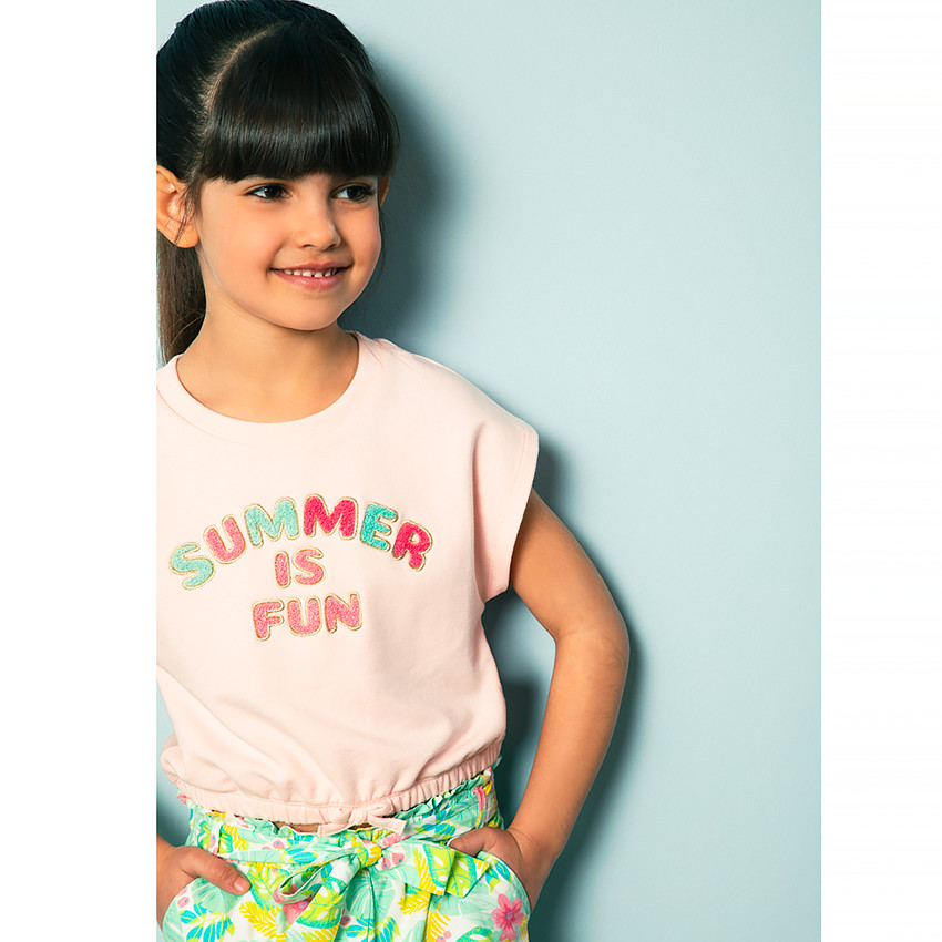 T-shirt forme boîte avec patch bouclette pour fille 