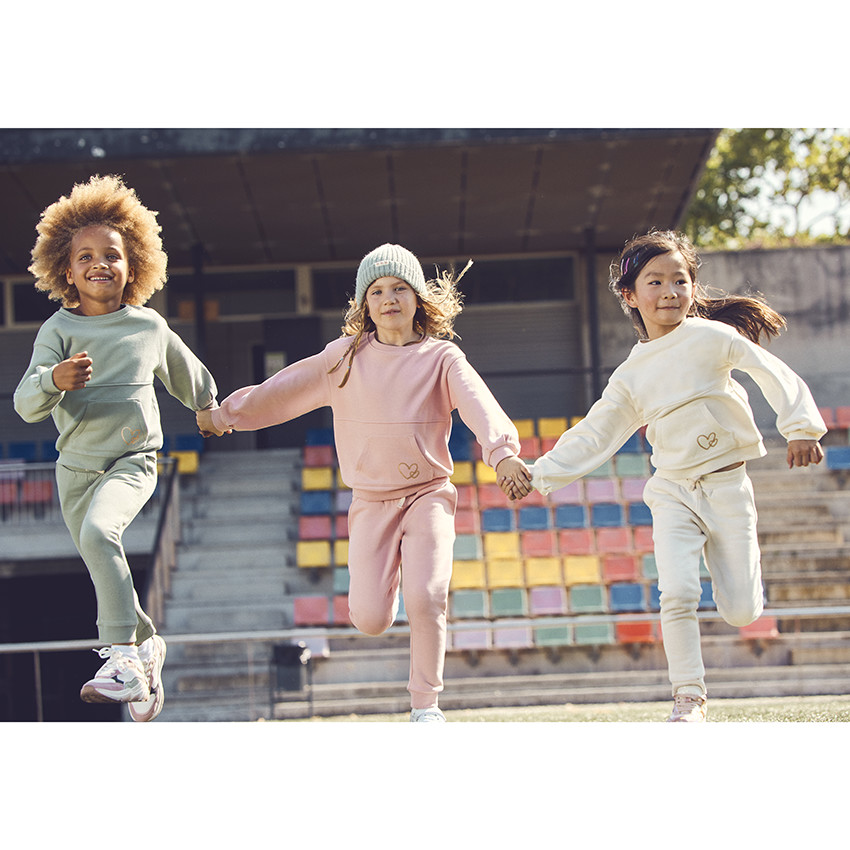 "Μακριά φόρμα από molleton μονόχρωμο για κορίτσι" 