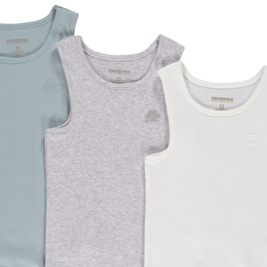 Σετ από 3 αμάνικα μονόχρωμα μπλουζάκια για μωρό αγόρι 