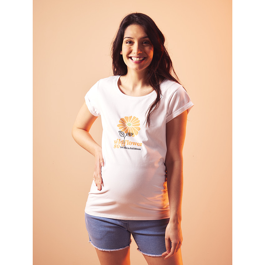 Μπλουζάκι εγκυμοσύνης κοντομάνικο print fleur 