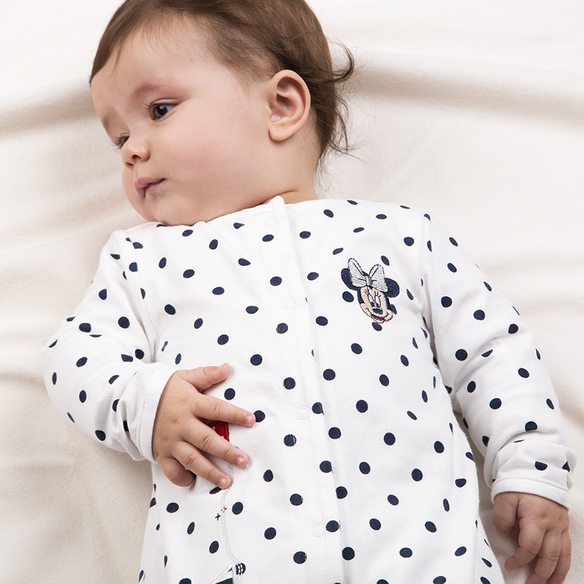 Φορμάκι ολόσωμο πουά , από οργανικό βαμβάκι και κέντημα Μinnie 