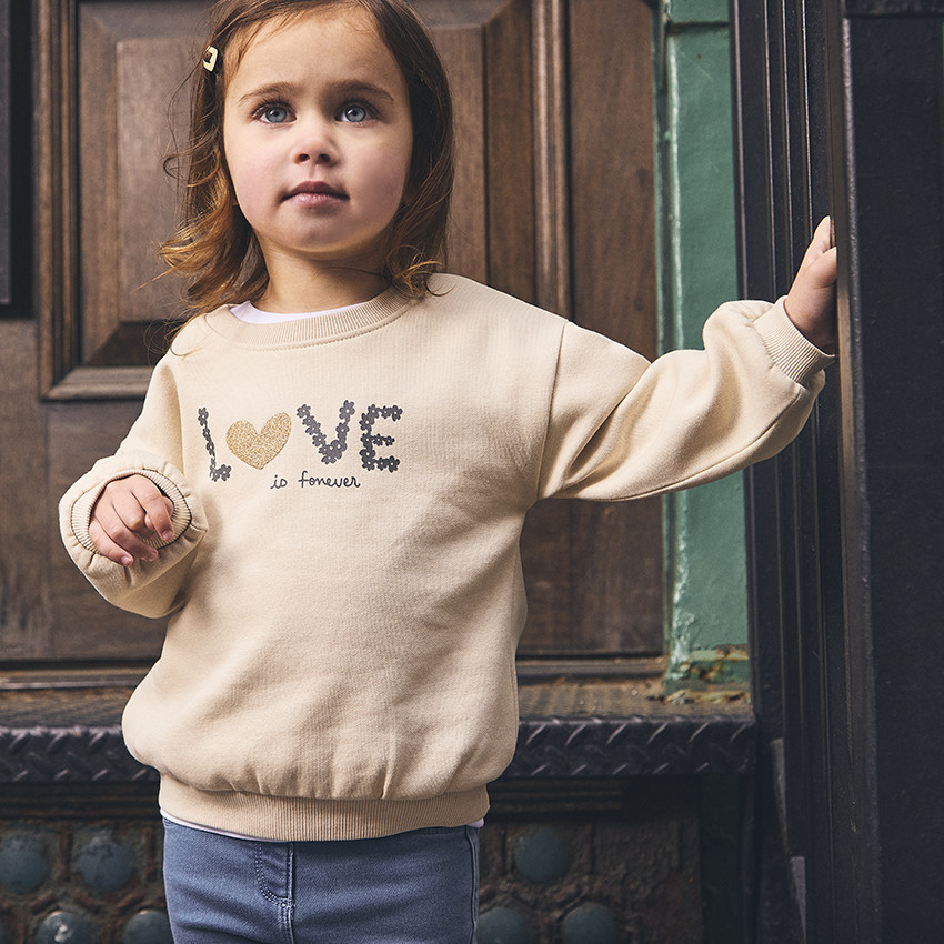 Φούτερ σε molleton με φαντεζί print για bebe κορίτσι 