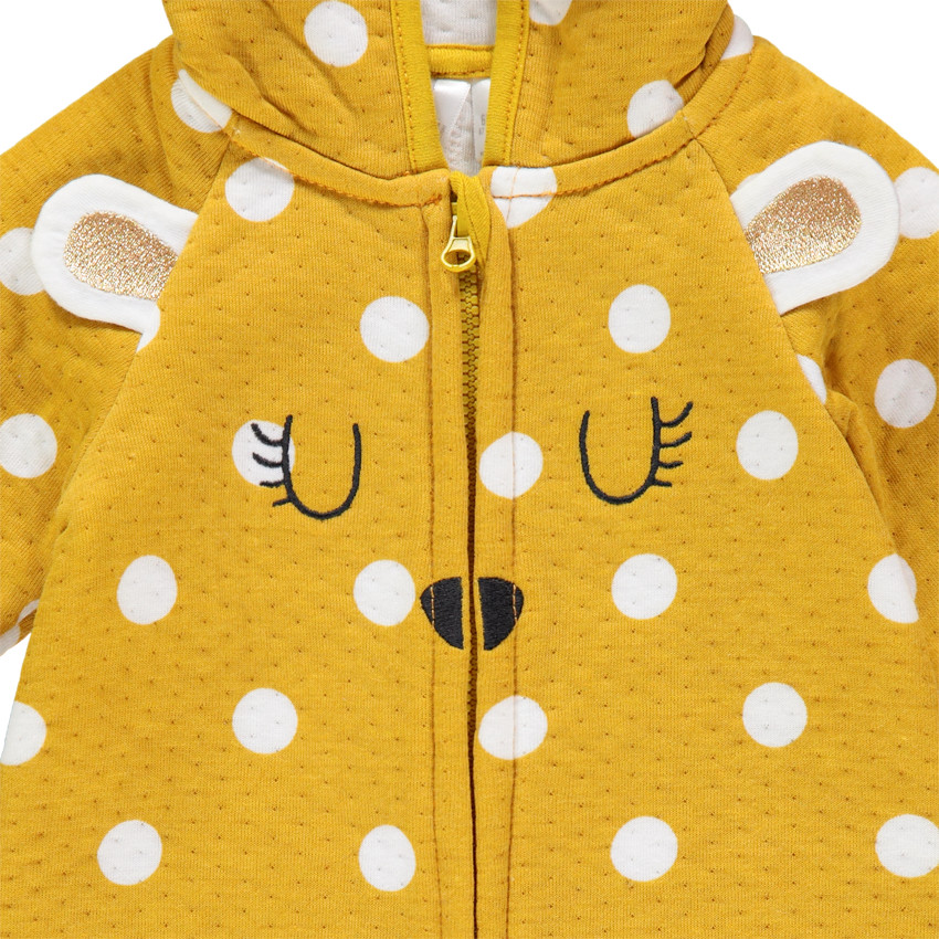 Combi μακρύ με πουα με επένδυση jersey για bebe κορίτσι 