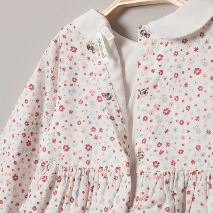 Robe manches longues à imprimé floral et col Claudine   Additional Robe manches longues à imprimé floral et col Claudine