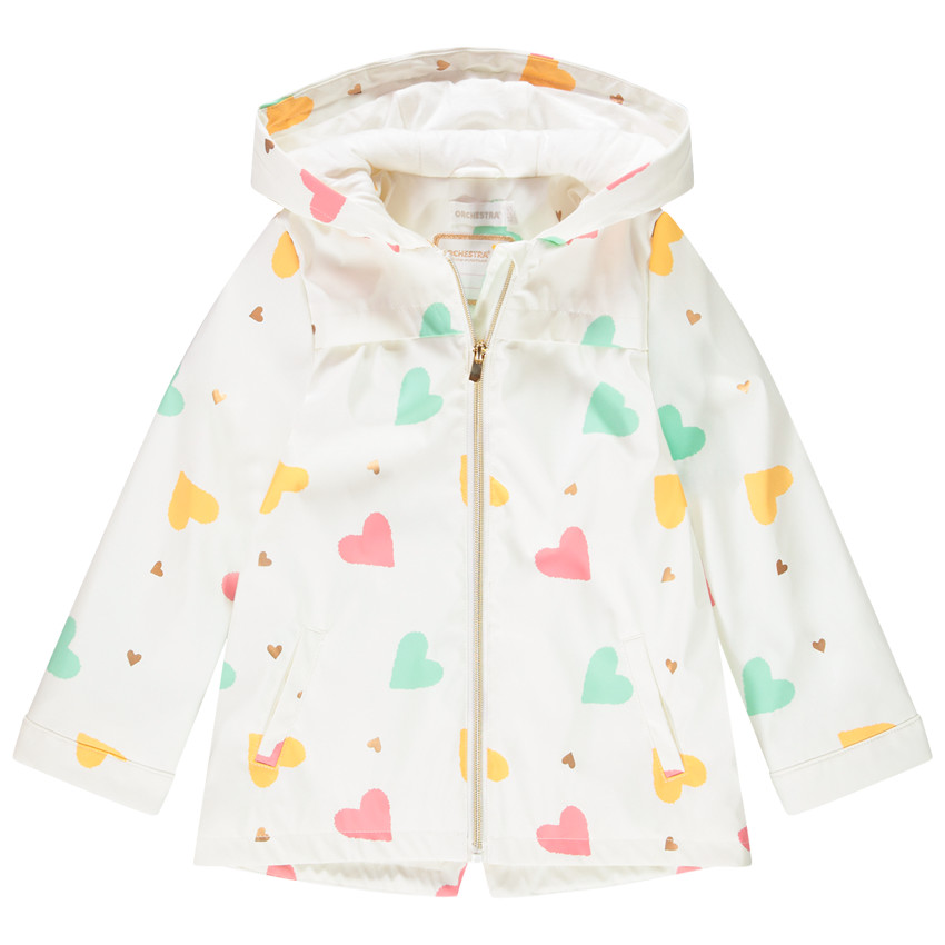 Parka gomme με καρδιές με επένδυση sherpa για κορίτσι 