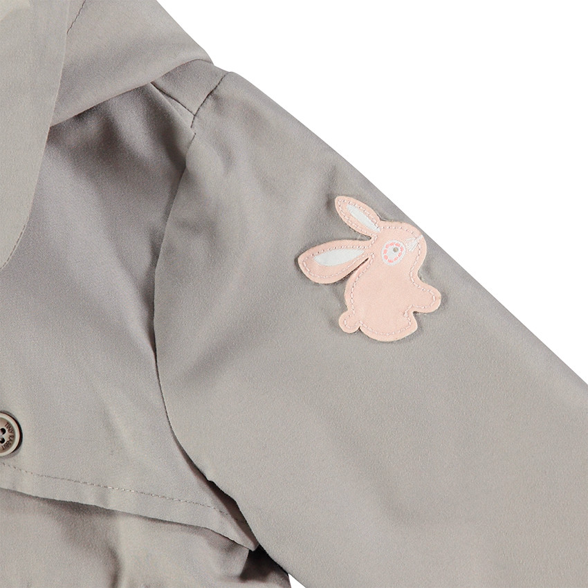 Καμπαρντίνα με βολάν σε μπεζ-γκρι χρώμα με επένδυση απο sherpa 