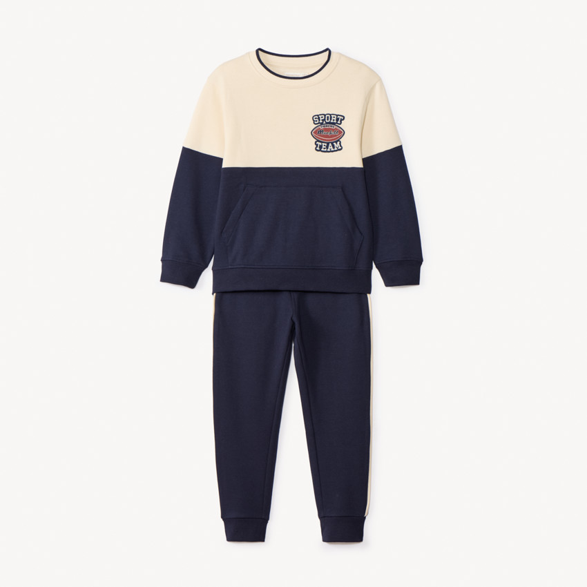 Ensemble sweat bicolore + pantalon de jogging pour garçon 