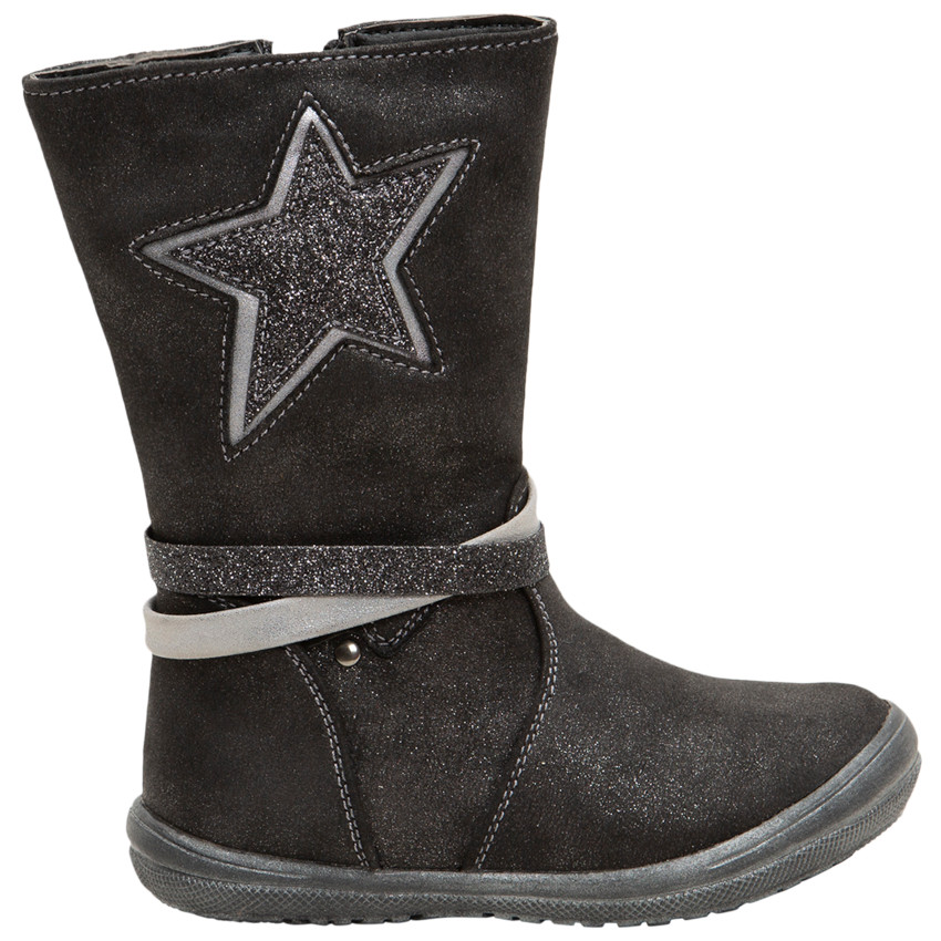 Μπότες με γυαλιστερή επικάλυψη και ασημένιο αστέρι στο πλάι 