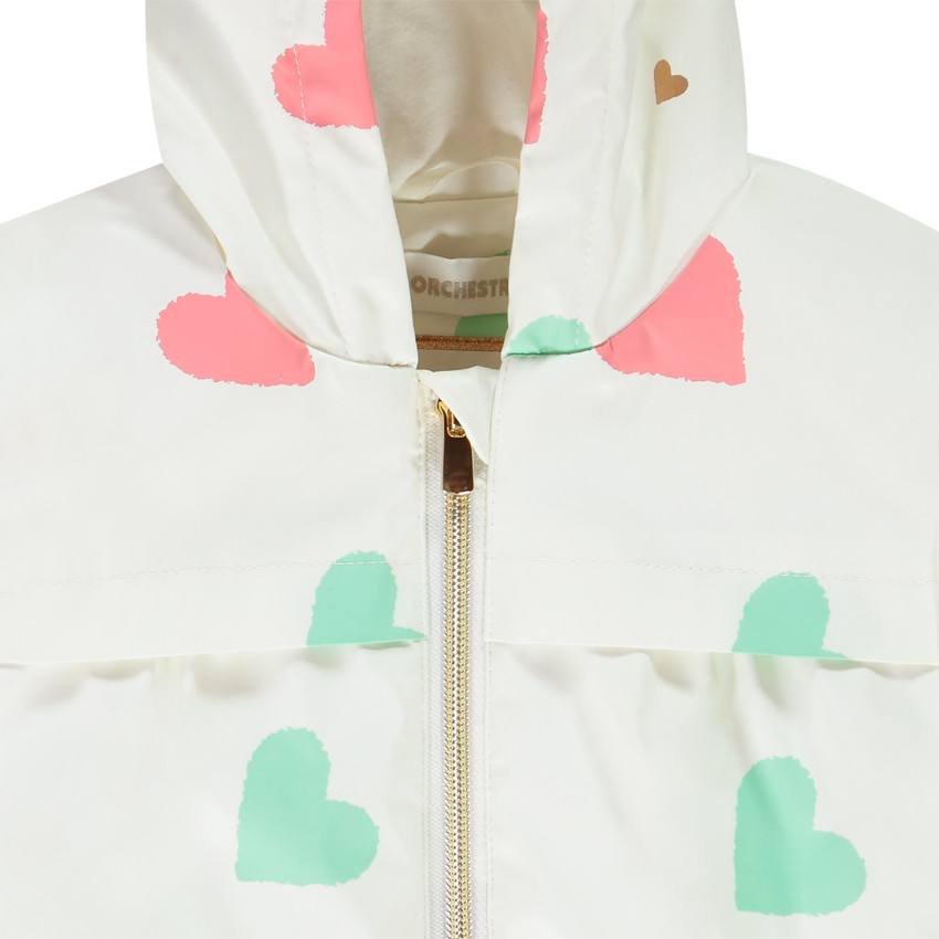 Parka gomme με καρδιές με επένδυση sherpa για κορίτσι 