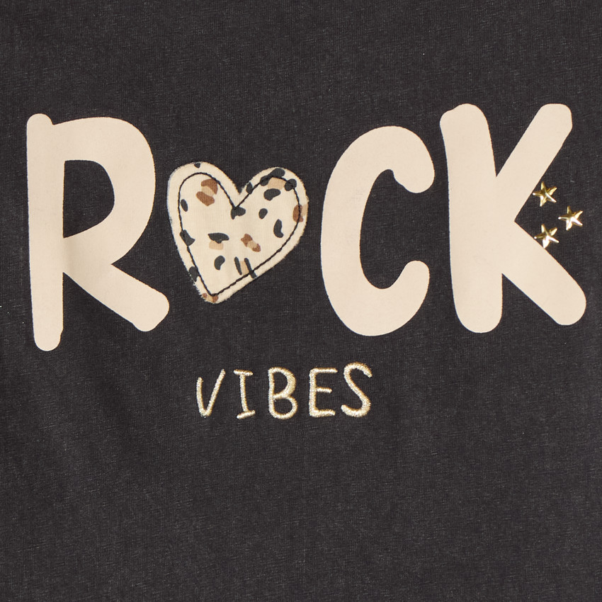 T-shirt à manches longues pour fille avec un imprimé "Rock Vibes 